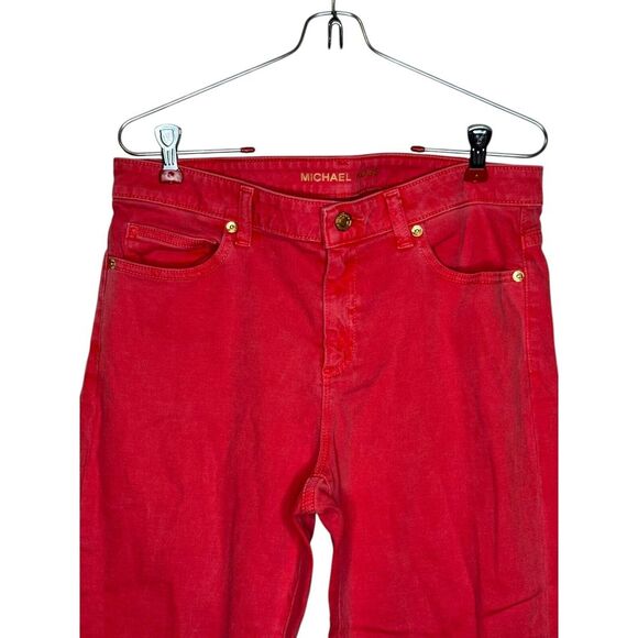 Michael Kors Women's Jeans Izzy Cropped Skinny Medium Rise Denim Red Size 30 - Picture 4 of 11